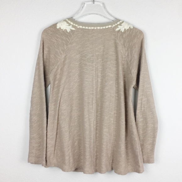 Meadow Rue | Tan Cream Gold Embroidered Blouse XS - Picture 2 of 5